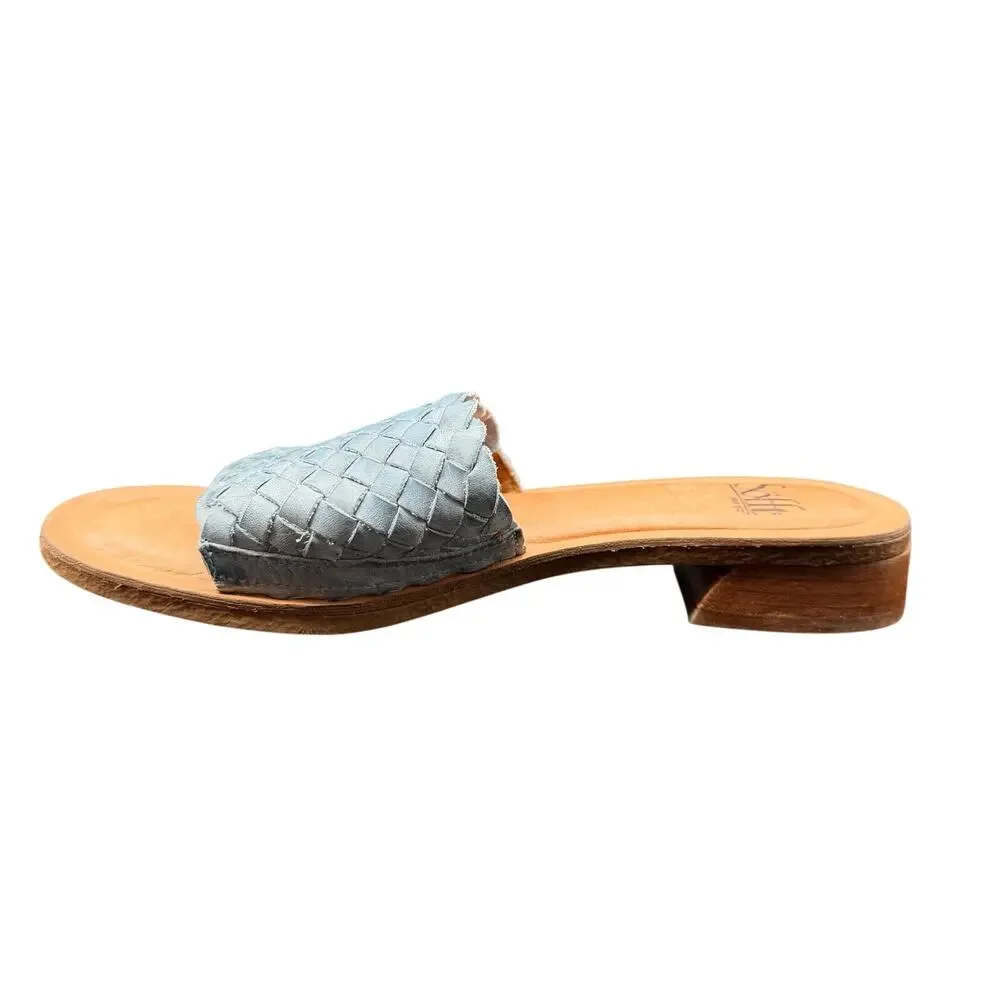 Söfft Woven Leather Slide Sandals Blue Women’s 8.5 EU 40 Low Heel